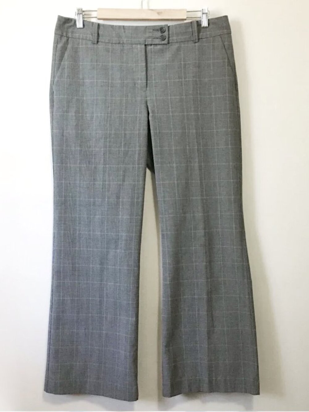 Joe Fresh Wide Leg Low-Rise Plaid Dress Pants Size 12 Grey Check Trousers